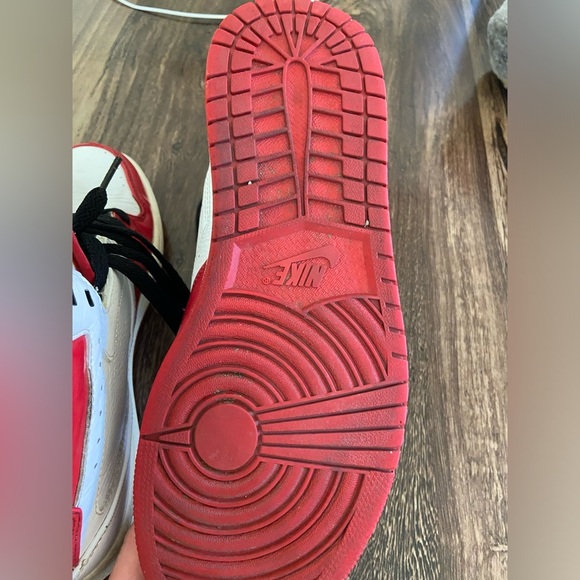 Jordan Red and White High-Top Sneakers - Picture 8 of 11